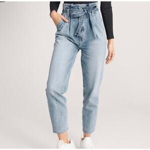 Abercrombie & Fitch Vintage Inspired Ultra High Rise Paperbag Raw Hem Mom Jeans